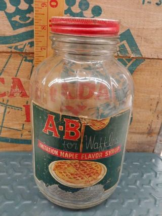 1900s Anheuser - Busch Maple Table Syrup 5 Paper Labeled Jar - - St Louis Mo - -