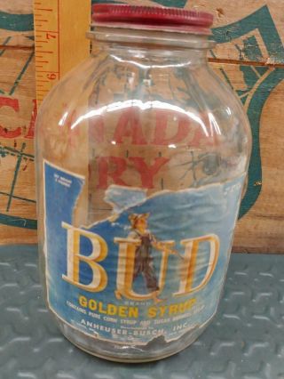 1900s Anheuser - Busch Golden Table Syrup 5 Paper Labeled Jar - St Louis Mo -