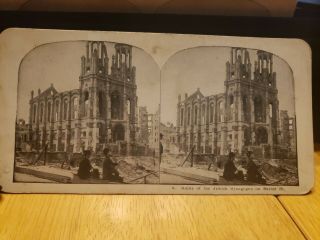 Vintage Stereoscope View Card 8.  Ruins Of The Jewish Synagogue On Sutter St.
