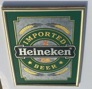 Heineken Wall Bar Mirror Sign Gold Holland Beer Van Munching Co York 19”x14”