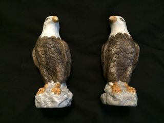 Vintage Hand Painted Ceramic Bald Eagles Made By Uogc Tawian