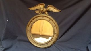 Vintage Federal Style American Eagle Cast Iron Brass Color Emig 1320 Wall Mirror