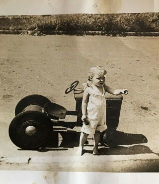 Vintage Photo Child With Pedal Tractor Early 1900s