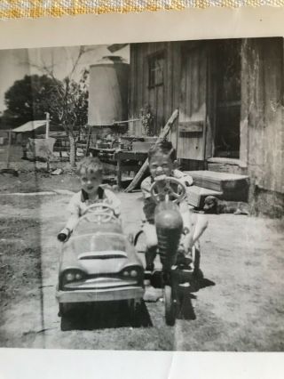 Vintage Photo Children With Pedal Car And Tractor Early 1900s