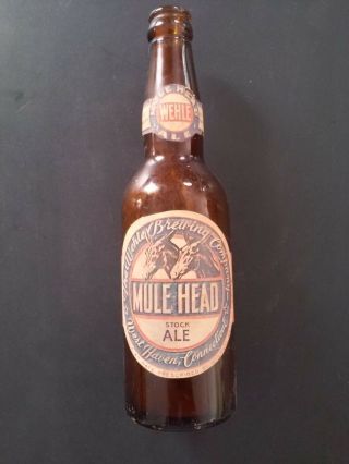 Mule Head Stock Ale (beer) Bottle.  Wehle Brewing Co.  West Haven,  Ct.