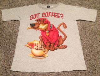 Vintage 90s Warner Bros Scooby Doo " Got Coffee " T - Shirt One Size 1998 Xl Striped