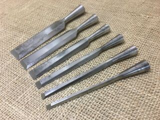 Set Of 6 Stanley 740 Chisels Without Handles 1 1/4”,  1”,  3/4”,  1/2”,  3/8” & 1/4”