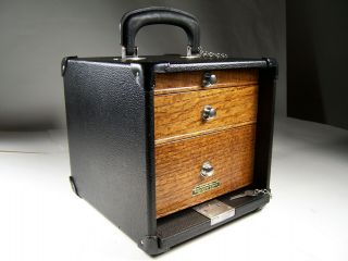 H.  Gerstner & Sons Leatherette & Oak Collectors Tool Chest Case W Key