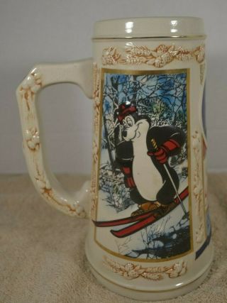 Vintage 1993 Hamm ' s Beer Bear Stein Pabst Brewing Skiing Skating President mug 3