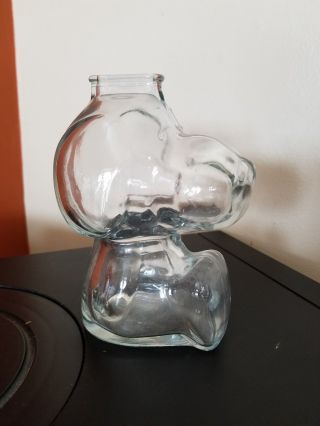 Vintage Anchor Hocking Snoopy Peanuts Glass Coin Bank
