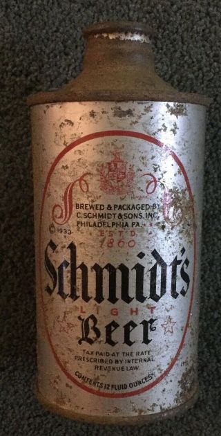 Schmidts Light Beer J Spout Cone Top Philadelphia Pa