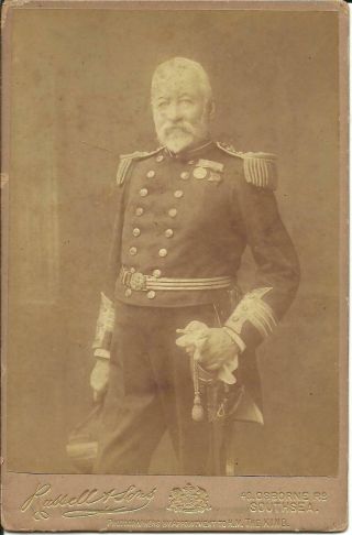 High Ranking Victorian Naval Officer (rp Sepia Cabinet Portrait) C1885