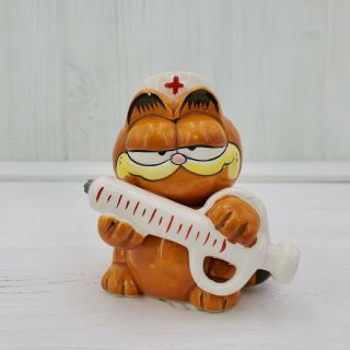 Vintage Enesco Garfield The Cat Ceramic Nurse 3 " Figurine