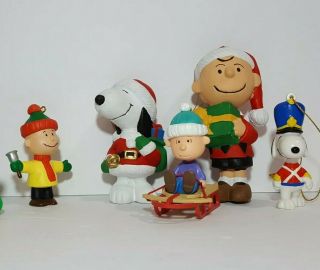 Charlie Brown And Snoopy Christmas Ornaments Ufs Hallmark Peanuts 5 Total