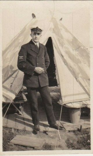 Small Old Photo Man Uniform Air Force Navy Camp Tent W8