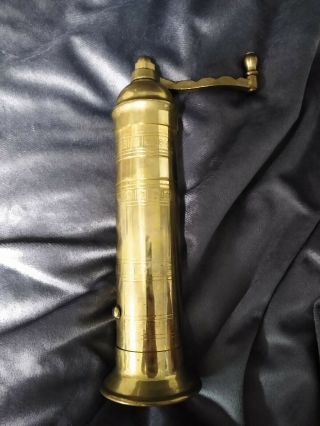 Vintage Atlas Pepper Mill Imports Brass Pepper Mill 8 " Tall Made In Greece