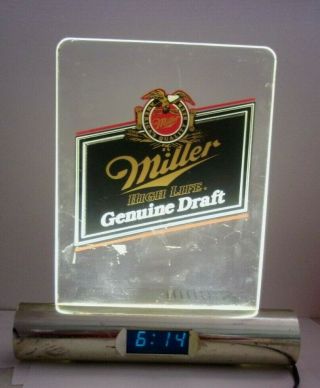 Vintage Miller High Life Draft Beer Clock And Light In