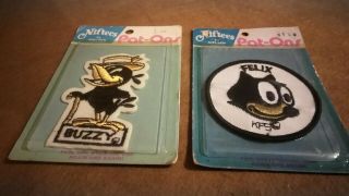 Vintage Nos Felix The Cat & Buzzy The Crow Cartoon Nielsen Niftees Patches.