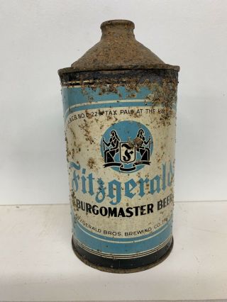 Fitzgerald’s Burgomaster Beer Quart Cone Top Beer Can Troy,  Ny