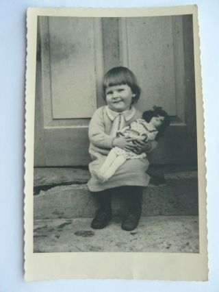 Social History Vintage Real Photo Pc.  Little Girl With A Doll