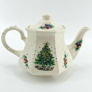 Sadler England Salem Christmas Eve Lattice Embossed Teapot Ornaments