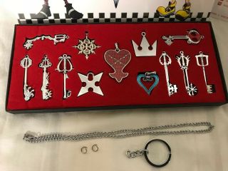 Kingdom Hearts II KEY BLADE Necklace Pendant,  Keyblade,  Keychain Silver 13 Pc.  Set 2