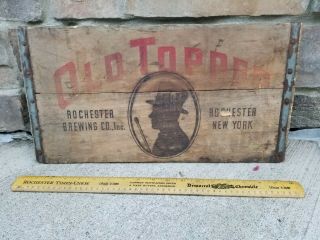 Old Topper Sign Ale & Beer Wooden Crate / Case Rochester Brewing Co.  N.  Y.