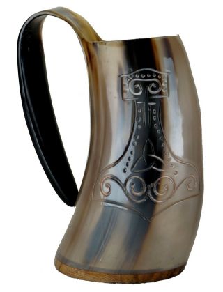 Christmas Medieval Natural Viking Adorned Collectibles Horn Mug Beer