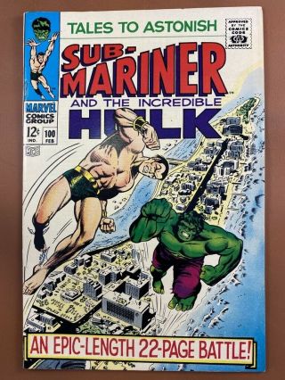 Tales To Astonish 100 Marvel Comics Hulk & Sub - Mariner Appearance Silver Age