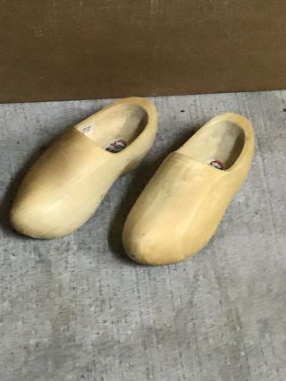 Pair Hand Carved Wooden Dutch Clogs Klompen Shoes Solid Wood Handmade Size 38