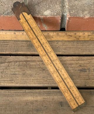 Stanley No.  15 Carpenters 2 Foot Folding Sliding Rule W/brass Gunter’s Scale