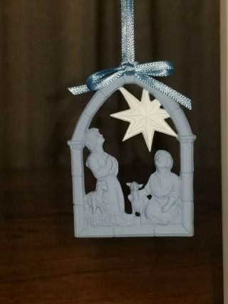 Vintage Wedgwood Nativity Ornament Blue Jasperware