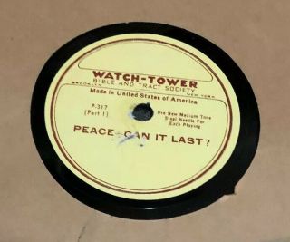 Watchtower Recording Of Peace - Can It Last? By N.  H.  Knorr (6 Records In Set)