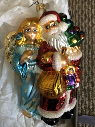 Christopher Radko: Whispers Of Joy 1997 Santa And Angel Ornament