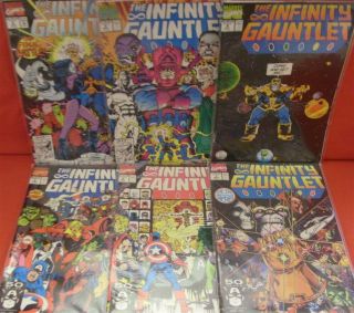 Infinity Gauntlet 1 - 6 Marvel Comic Set Complete Starlin Thanos Avengers 1991 Nm