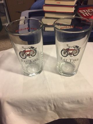2 (bike) Fat Tire Amber Ale Belgium Brewing Company Beer Pint Glass