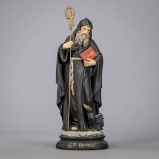 St Benedict Of Nursia | Saint Of Europe Figure | Religious Plaster Figurine