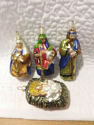 Christopher Radko? Set Of 4 Nativity,  Mary,  Joseph,  Shepherd And Baby Jesus