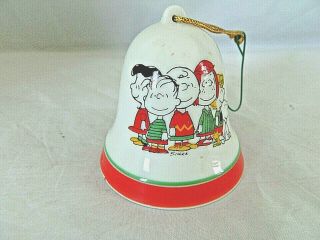 Lucy Snoopy Linus Charlie Brown Sally Peppermint Patty,  Bell Ornament White & Red