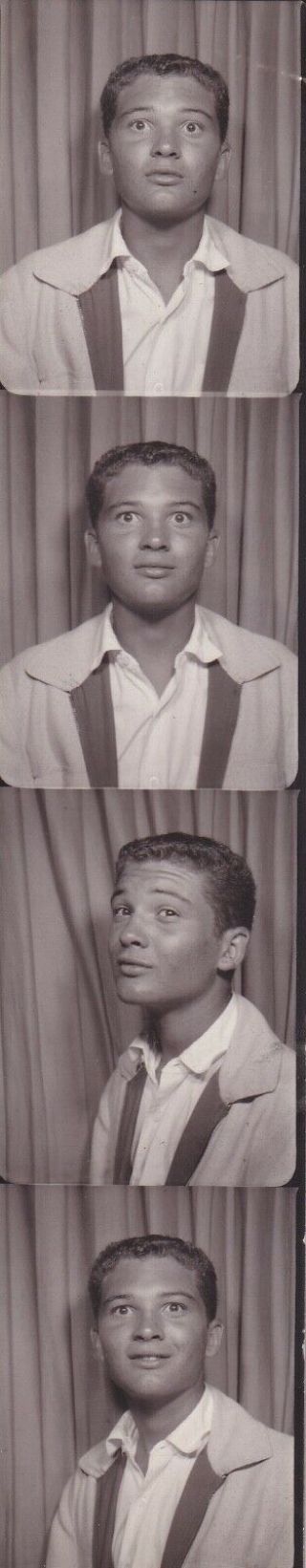 Vintage Photo Booth - Strip - Handsome Young Man,  Wide Eyes,  Side Eye - Gay Interest