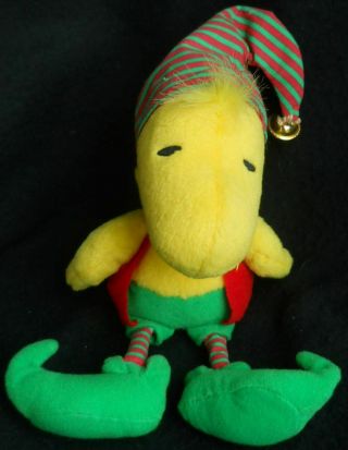Hallmark Peanuts Woodstock Christmas Elf Plush Santa Helper Beanbag Doll Nwot