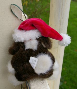2003 Boyds Puppy Dog Christmas Holiday Ornament Santa Hat Ho Ho Ho Slipper 3