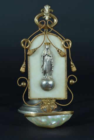 Lovely 19thc Napoleon Iii Era Holy Water Font Our Lady Of Lourdes