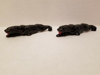 Vintage High Gloss Black Panther Ceramic/pottery Stamped Made In Japan Figurines