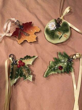 Longaberger Cc Eshman Maple Leaf,  Fern,  Holly Leaf & Lily Pad Ornaments