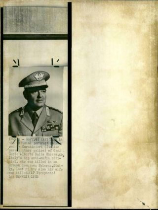Vintage Photograph Of General Carlo Alberto Dalla Chiesa