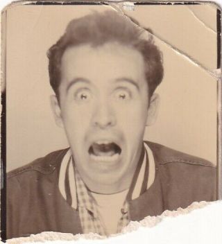 Vintage Photo Booth - Scared Young Man,  Screaming,  Mouth Wide Open,  Big Eyes