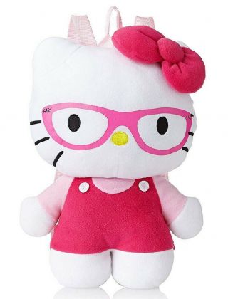 Hello Kitty Plush Backpack Pink With Glasses,  Hello Kitty Backpack,  Hello Kitty