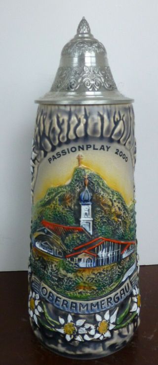 German Beer Stein Depicting The Oberammergau Passionplay Theatre By King