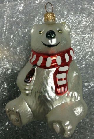 Kurt Adler Polonaise Coca Cola Polar Bear Ornament Signed